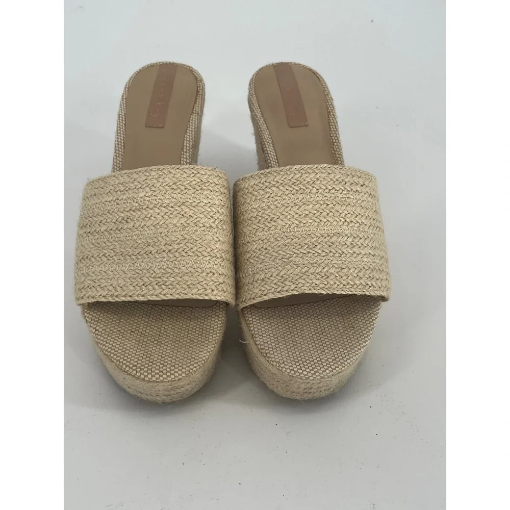 Copper Key Woven Espadrille Wedge Platform Slide Sandals Women 8 Cream Hamptons‎